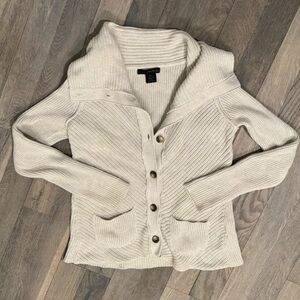 Like New CALVIN KLEIN Cream Button-Up Women's Sweater